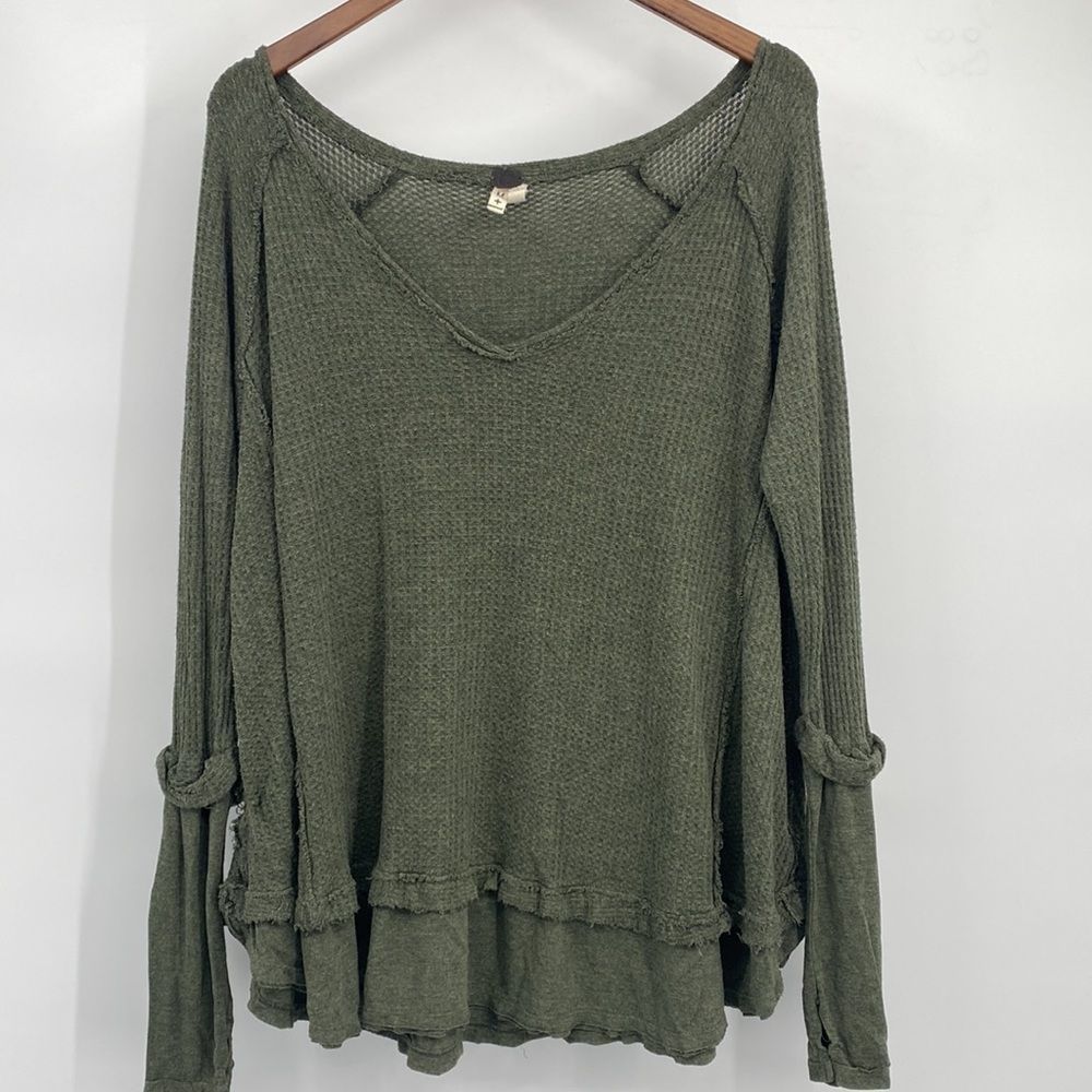 Free People Olive Long Sleeve Top - Picture 2 of 7
